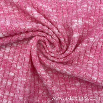 Polyester Blend Melange Knitted Rib Fabric